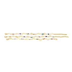 Star & Moon Brass Link Bracelets for Woman&nbsp;BJEW-S157-01G