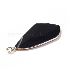Natural Dyed & Heated Black Agate Big Pendants&nbsp;G-P491-06G-01