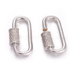 Brass Micro Pave Cubic Zirconia Screw Carabiner Lock Charms&nbsp;ZIRC-E158-14P