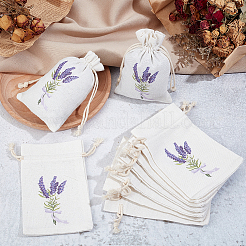 Lavender Printed Cotton Sachet Storage Drawstring Bags&nbsp;ABAG-WH0045-61C