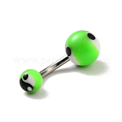 10Pcs Acrylic Round Beaded Curved Barbell&nbsp;AJEW-G041-02P
