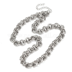 8MM 304 Stainless Steel Textured Double Rolo Chain Necklaces for Women&nbsp;NJEW-G194-05P-01