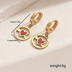 201 Stainless Steel Flat Round with Hollow Heart Hoop Earrings Daily Holiday Accessories&nbsp;OM1741-3