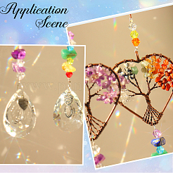 1Pc Natural Mixed Stone Chip Wrapped Heart with Tree of Life Hanging Ornaments&nbsp;HJEW-DJ0001-15A