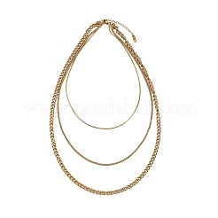 304 Stainless Steel Twisted Chain 3 Layer Necklaces for Women&nbsp;NJEW-A057-02C-G