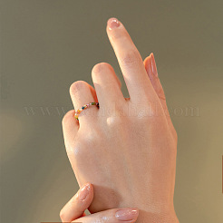 Natural Rainbow Tourmaline Round Beaded Finger Rings&nbsp;WGDC3AE-03