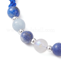 Natural White Moonstone & Lapis Lazuli & South Africa Sodalite & Dyed Quartz Round Beads Braided Bead Bracelets for Women&nbsp;BJEW-JB12917-06