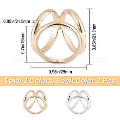 4Pcs 2 Colors Triple Ring Zinc Alloy Scarf Buckle Ring&nbsp;JEWB-GF0001-25