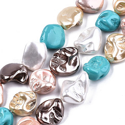 Electroplated Natural Freshwater Shell Beads Strands&nbsp;SHEL-R113-01