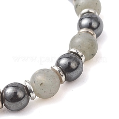 Non-Magnetic Synthetic Hematite & Natural Labradorite Beads Stretch Bracelets for Women Men&nbsp;BJEW-JB13404