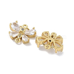 Rack Plating Brass Clear Cubic Zirconia Butterfly Connector Charms&nbsp;KK-A234-064G