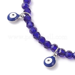 2Pcs 2 Colors 304 Stainless Steel Enamel Blue Evil Eye Tassel Glass Beaded Anklets for Women Men&nbsp;AJEW-AN00754