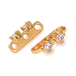 Brass Pave Clear Cubic Zirconia 3-Hole Spacer Bars&nbsp;KK-K422-21G
