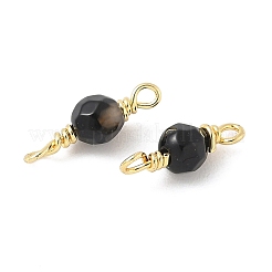 Dyed Natural Agate Faceted Round Connector Charms&nbsp;KK-C097-06G-05