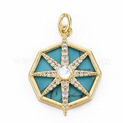 Brass Micro Pave Clear Cubic Zirconia Pendants&nbsp;KK-N227-67-NF