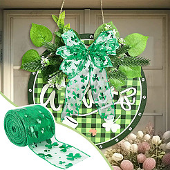 Saint Patrick's Day Theme Polyester Shamrock Printed Ribbon&nbsp;OCOR-WH0100-72