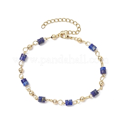 304 Stainless Steel Natural Dyed Lapis Lazuli Link Bracelets for Women&nbsp;BJEW-JB11683-02