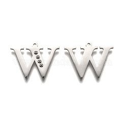 Non-Tarnish 304 Stainless Steel Letter Pendant Rhinestone Settings&nbsp;STAS-Y006-61P-W