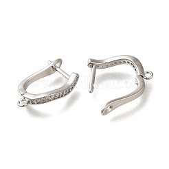 Rack Plating Brass Micro Pave Cubic Zirconia Hoop Earring Findings&nbsp;EJEW-H143-09P