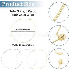 9Pcs 3 Colors 1.2MM Brass Necklace Making&nbsp;BJEW-CN0001-25