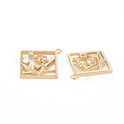 Brass Micro Pave Clear Cubic Zirconia Pendants&nbsp;KK-S356-748