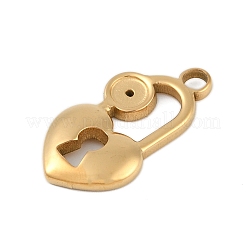 Ion Plating(IP) 304 Stainless Steel Heart Lock Pendant Cabochon Settings&nbsp;STAS-U019-12G