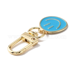 Smiling Face Enamel Pendant Decorations&nbsp;KEYC-WH0036-08LG-01