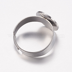 Tarnish Resistant Adjustable 304 Stainless Steel Finger Rings Components&nbsp;STAS-F149-20P