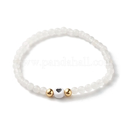 Natural White Jade Round Beads Stretch Bracelet Set&nbsp;BJEW-JB07000