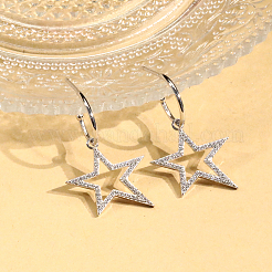 Classic Vintage Silver Earrings with Zircon Star Design.&nbsp;RV4822-2