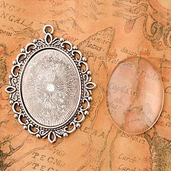 Oval Clear Glass Cabochon Cover&nbsp;DIY-PH0018-99AS