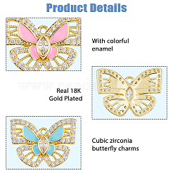 8Pcs Brass Cubic Zirconia Pendants&nbsp;KK-HS0015-20