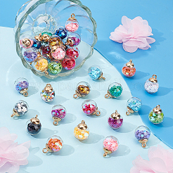 90Pcs 15 Colors Glass Globle Pendants&nbsp;GLAA-ME0001-30