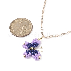 5Pcs 5 Colors Glass Seed Braided Butterfly Pendant Necklaces Set&nbsp;NJEW-JN04046