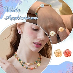 80Pcs 9 Colors Camellia Transparency Acrylic Beads&nbsp;RESI-YW0004-81