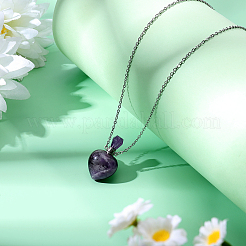 1Pc Natural Gemstone Heart Perfume Bottle Pendant Necklaces&nbsp;NJEW-PH0001-61C