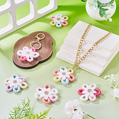 4Pcs Cloth Flower Pendants&nbsp;PALLOY-TAC0256