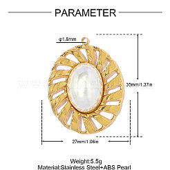 304 Stainless Steel & ABS Imitation Pearl Pendants&nbsp;STAS-OY018-34G