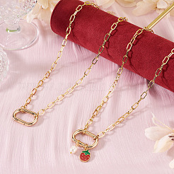 2Pcs Oval Brass Paperclip Chains Pendant Decorations&nbsp;NJEW-TAC0047