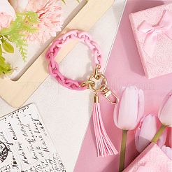Acrylic & Zine Alloy & PU Pendant Decoration&nbsp;KEYC-WH0052-01A