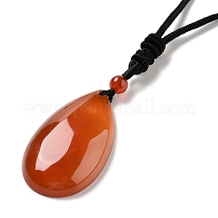 Natural Carnelian Pendant Necklace with Nylon Cord for Women&nbsp;NJEW-L464-A04