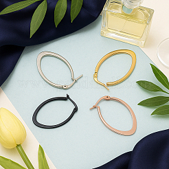 4 Pairs 4 Colors Stainless Steel Hoop Earrings&nbsp;EJEW-GO0003-13