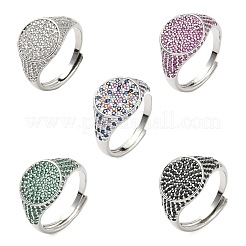 Brass Micro Pave Cubic Zirconia Cuff Rings for Women&nbsp;RJEW-A069-13P