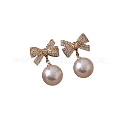 Alloy Crystal Rhinestone Bowknot Dangle Stud Earrings&nbsp;FS-WG0E442-02