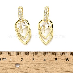 Brass Cubic Zirconia Hoop Earrings&nbsp;EJEW-M047-11G