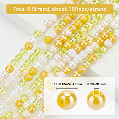 8 Strands Transperant Electroplate Glass Beads Strands&nbsp;GLAA-BBC0001-04C