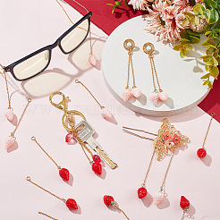 20Pcs 2 Colors Opaque Resin Simulation Strawberry Pendant Decorations for Keychain&nbsp;AJEW-AB00085