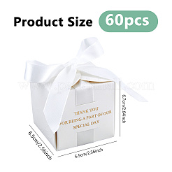 Gold Stamping For You White Paper Candy Boxes with Ribbon&nbsp;CON-WH0043-302C