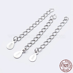 925 Sterling Silver End with Extender Chains and Teardrop Charms&nbsp;STER-F036-26S-40mm