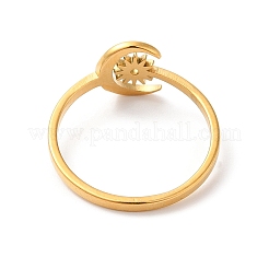 Ion Plating(IP) 304 Stainless Steel Moon & Sun Open Cuff Ring for Women&nbsp;RJEW-K245-33G